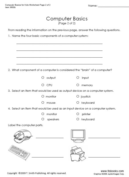 computer questions worksheet