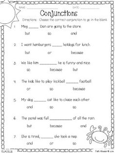 Conjunction Worksheets 1st Grade Image
