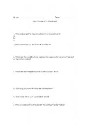 Executive Branch Worksheet Answers Image