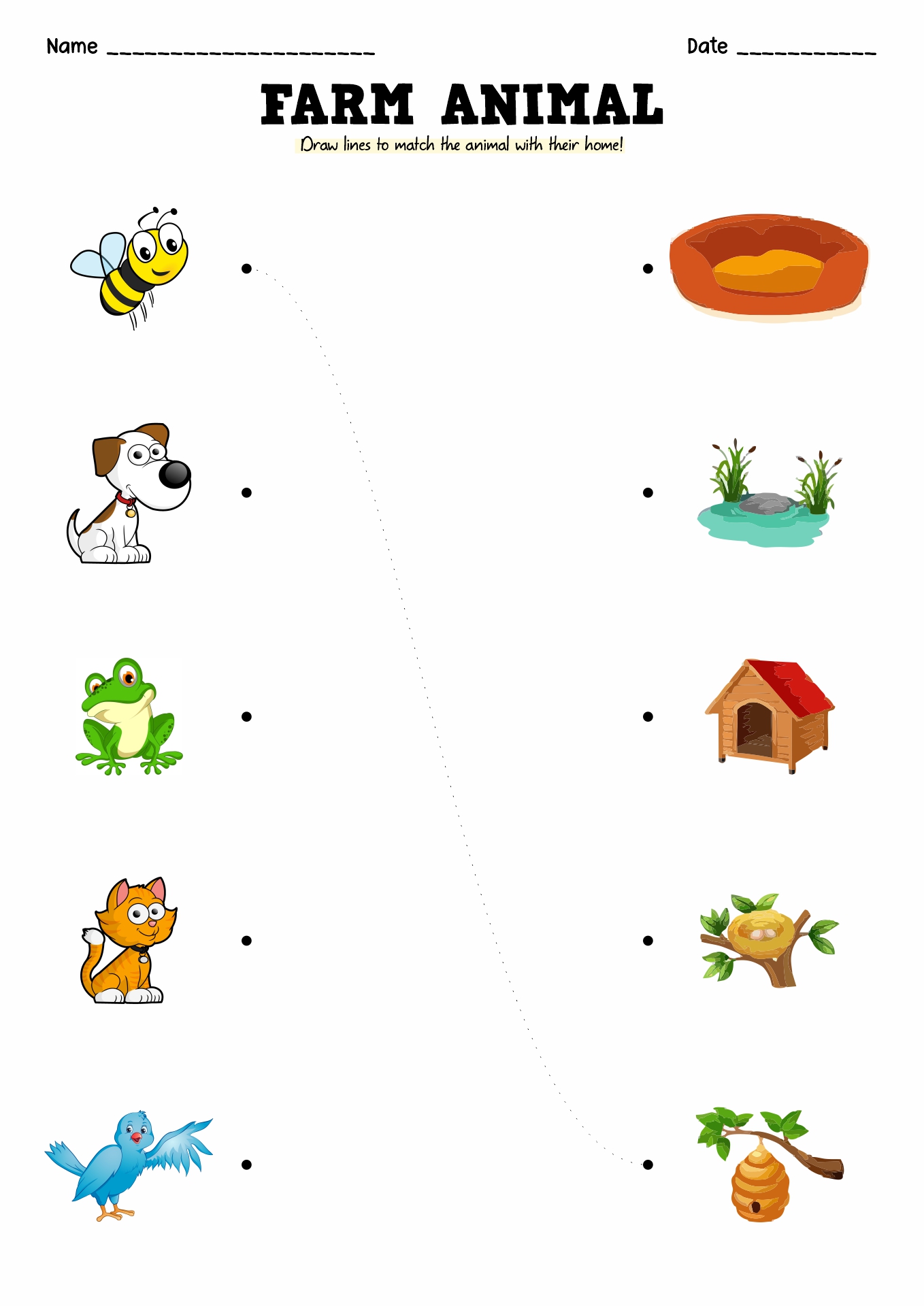 Farm Animals and Their Homes Worksheet Image