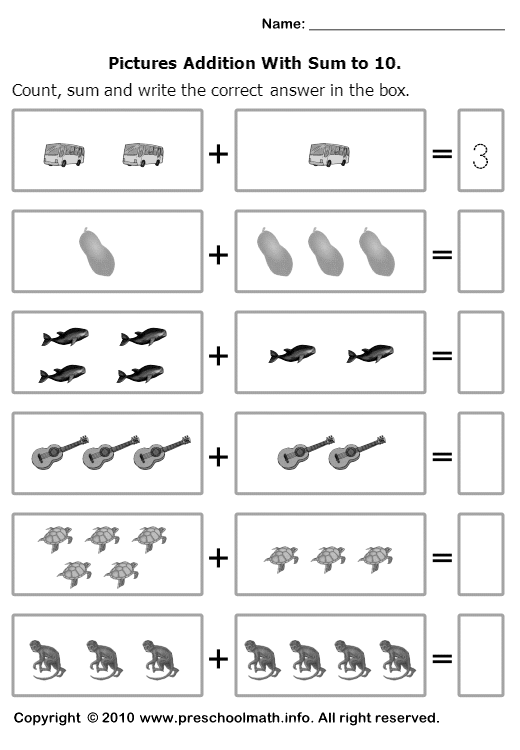 Free Kindergarten Math Addition Worksheets Image