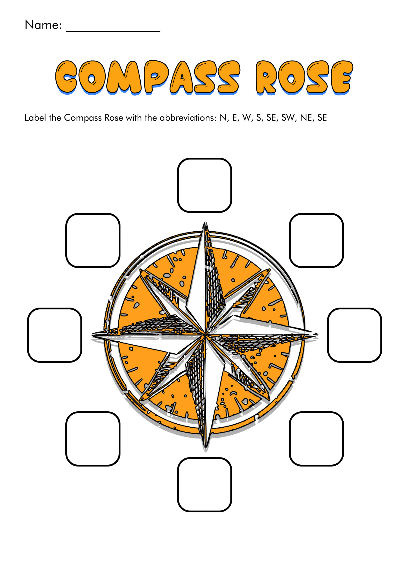 Free Printable Compass Rose Worksheet Image