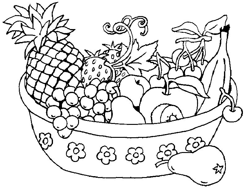Fruit Basket Coloring Pages for Kids