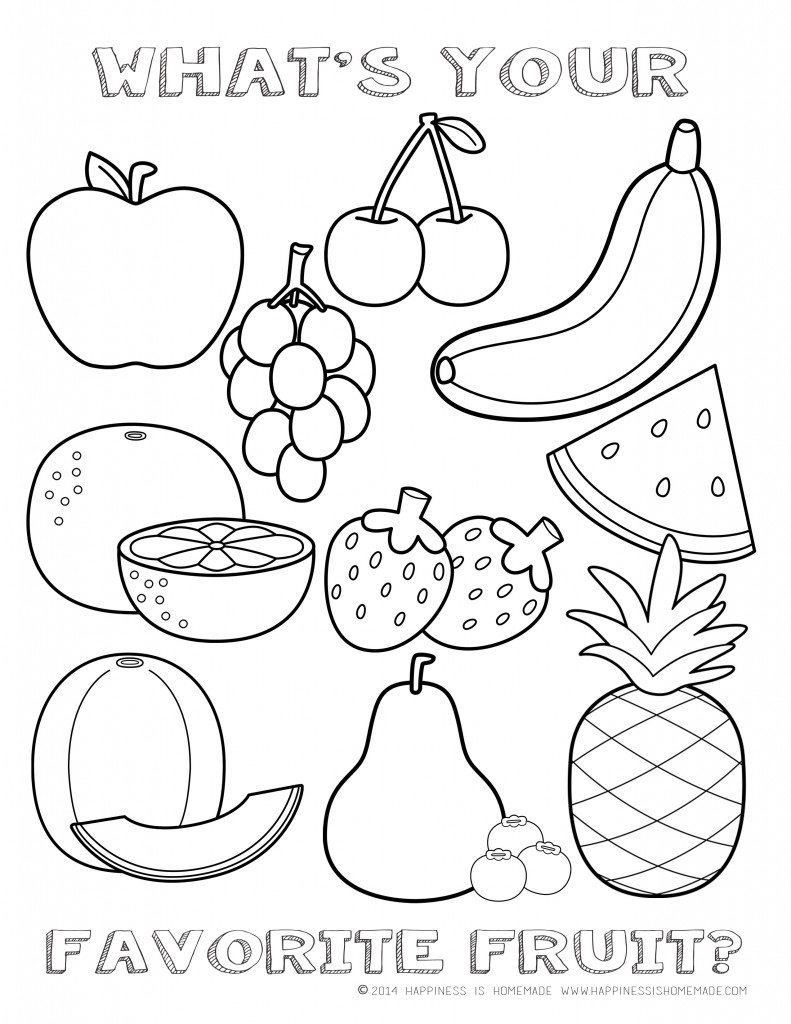 Healthy Food Coloring Fruit Page