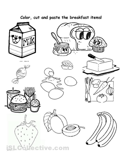 Healthy Food Worksheet Color Image