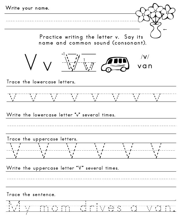 Letter V Worksheets