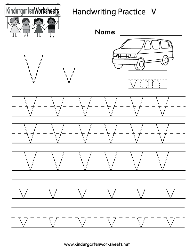 Letter V Writing Practice Worksheet Image