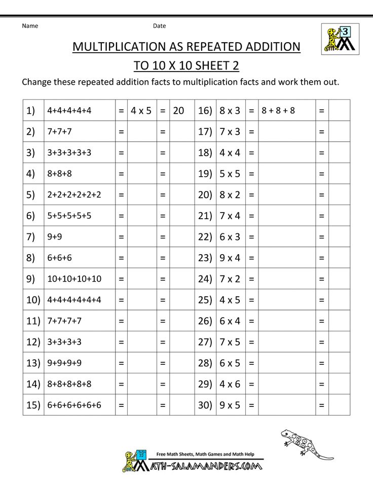 Multiplication as Repeated Addition Worksheet Image