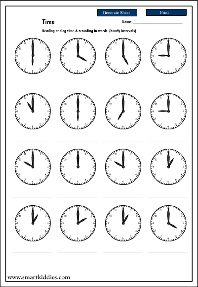 O Clock Time Worksheet Image