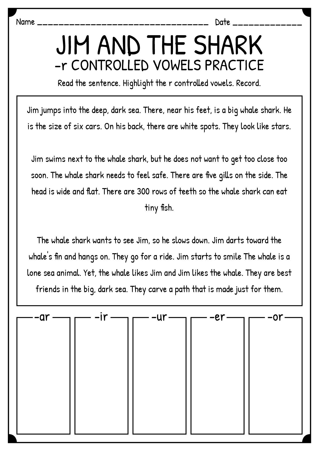 Printable R Controlled Vowels Worksheets