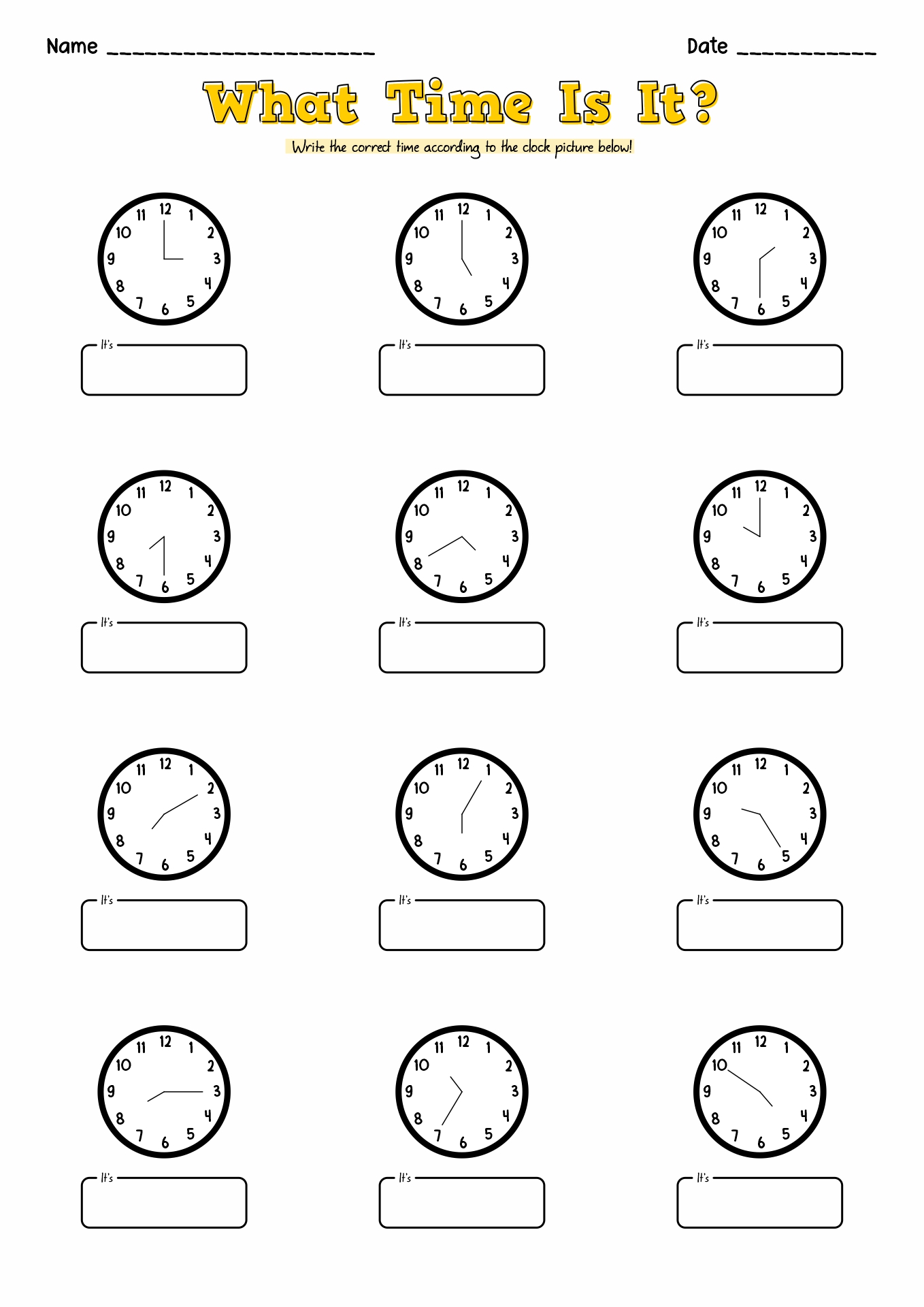 Telling Time Worksheets 2nd Grade Image