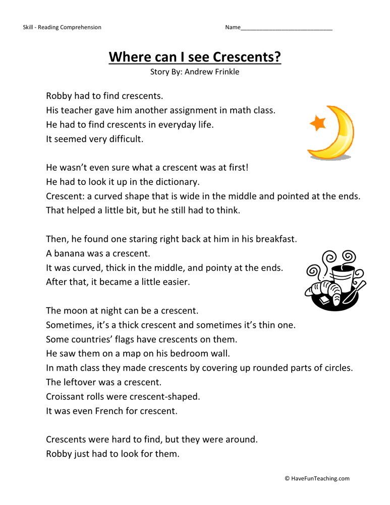 Third Grade Reading Comprehension Worksheets