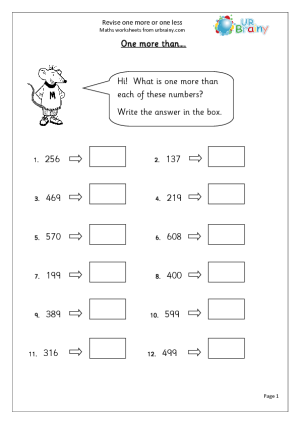 10 More Ten Less Worksheets for Math Image