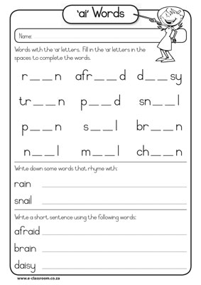 Ai Words Phonics Worksheets Image