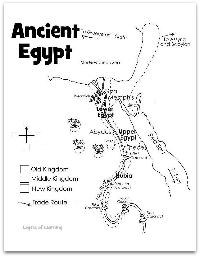 Ancient Egypt Map Black and White Image