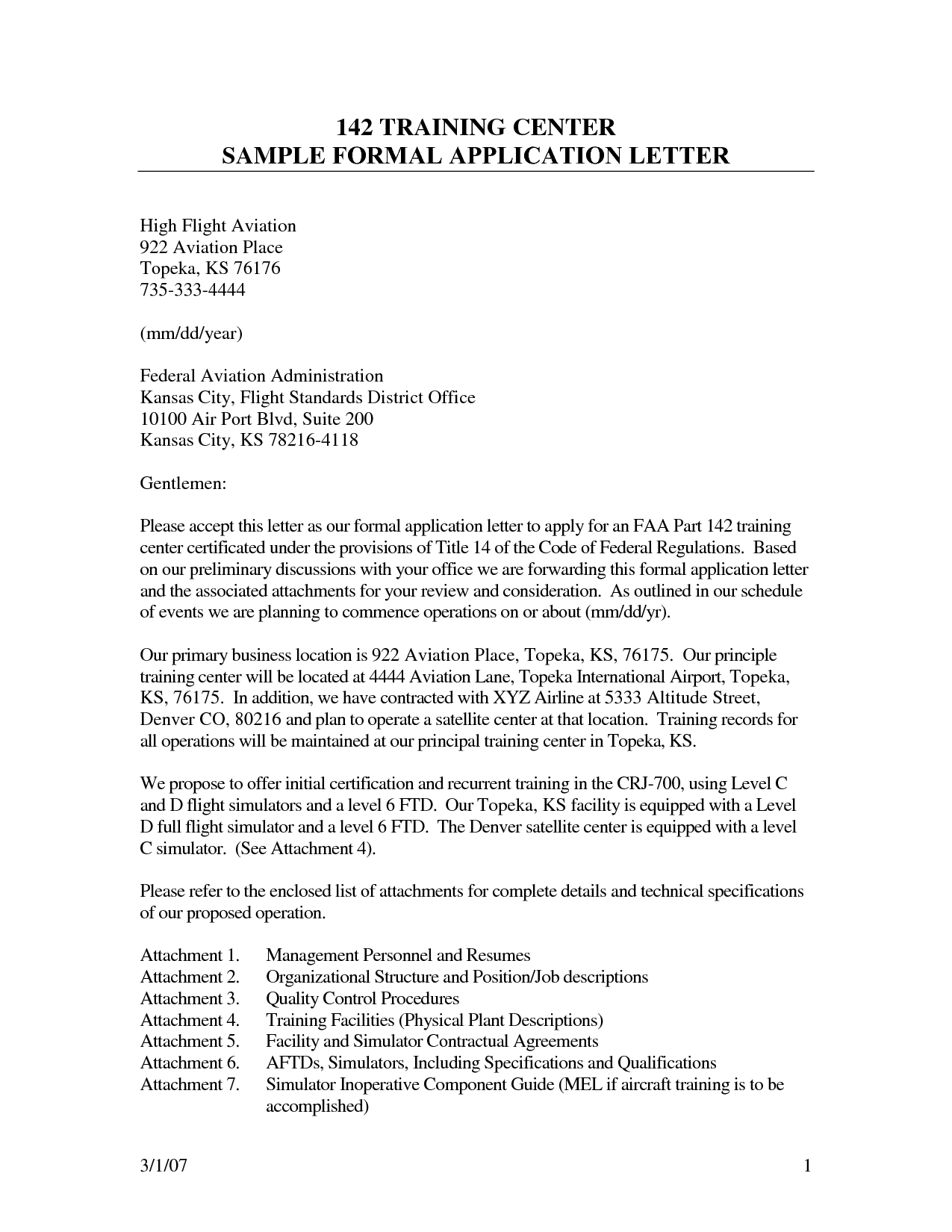 Application Letter Format Example Image