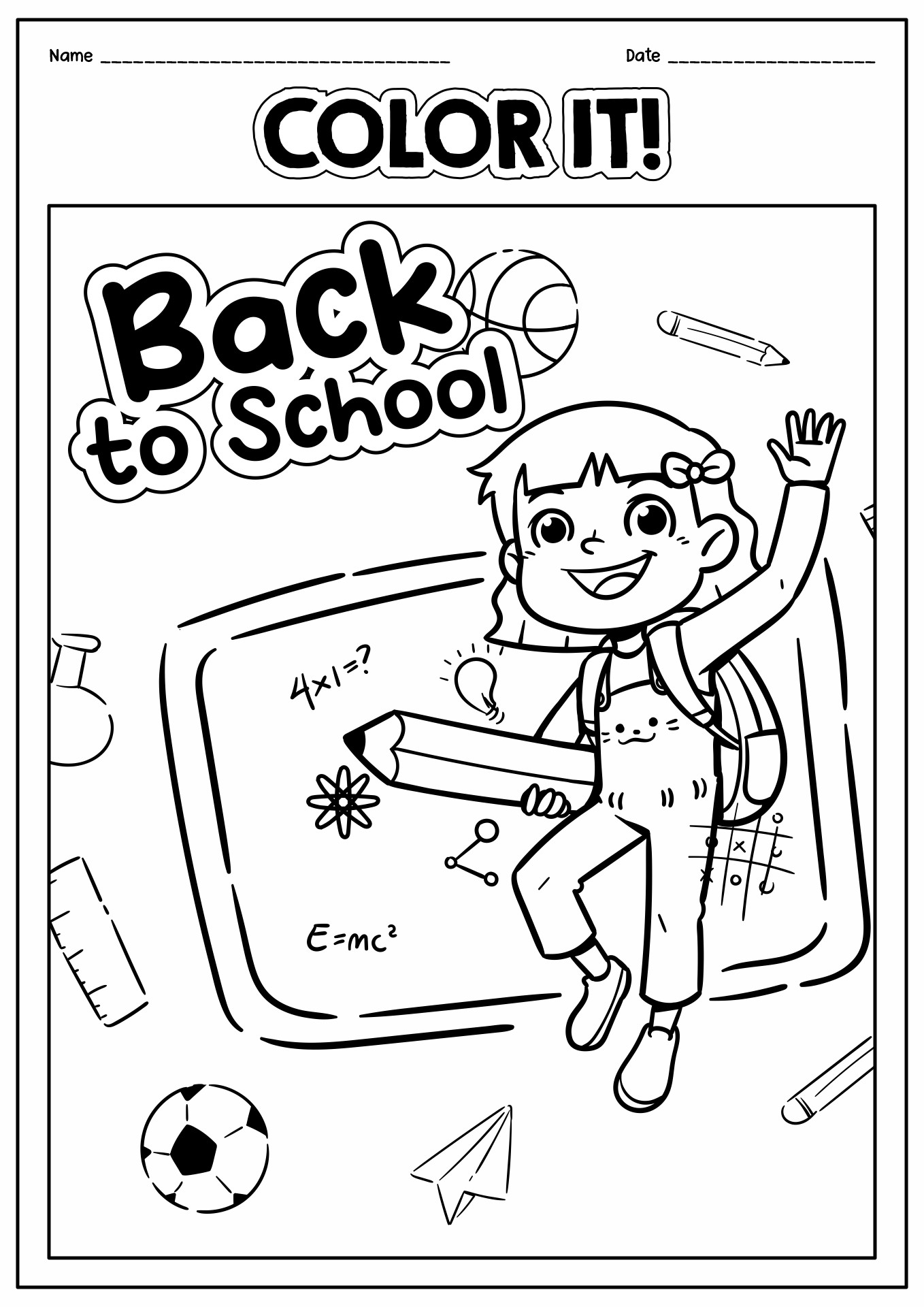 Back to School Coloring Pages for Kids Printable Image