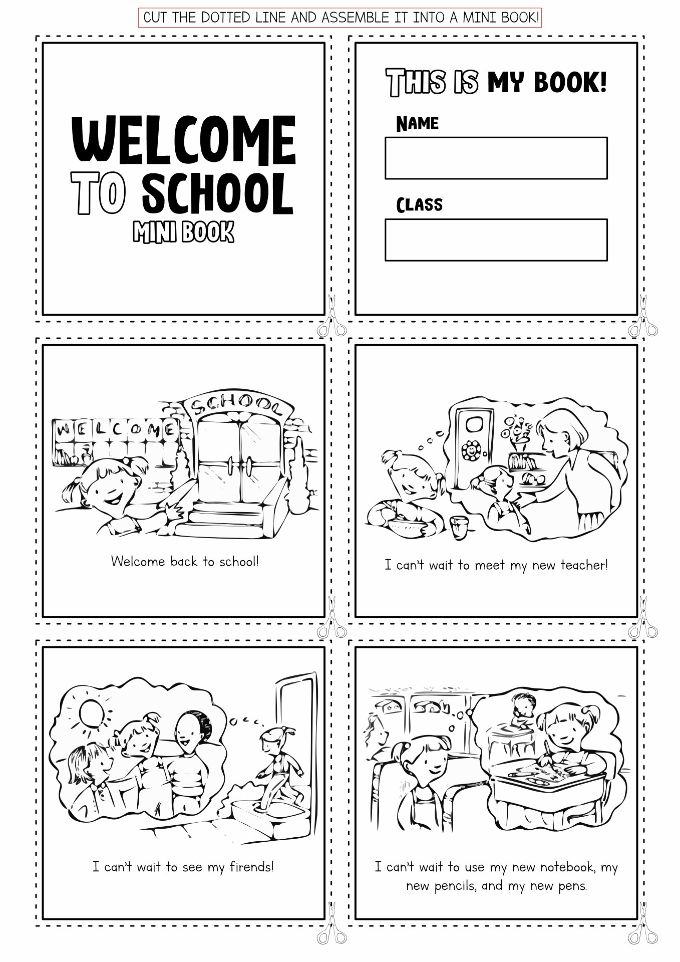 Back to School Mini Books Printable Image