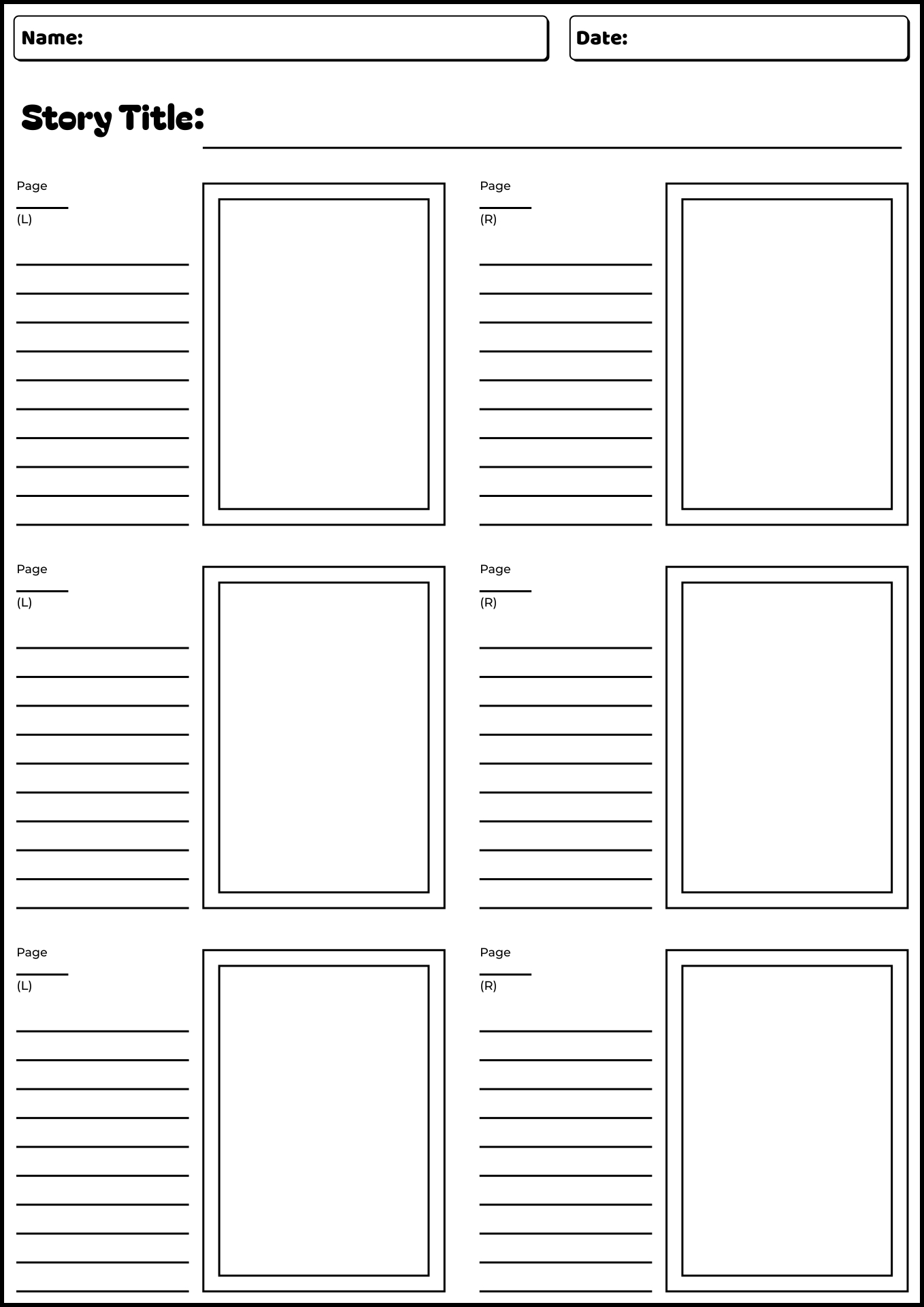 Blank Storyboards for Kids