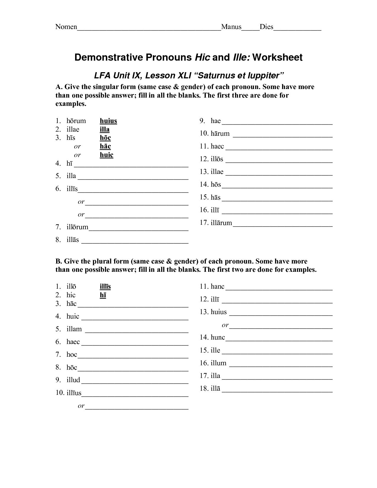 Demonstrative Pronouns Worksheet Image
