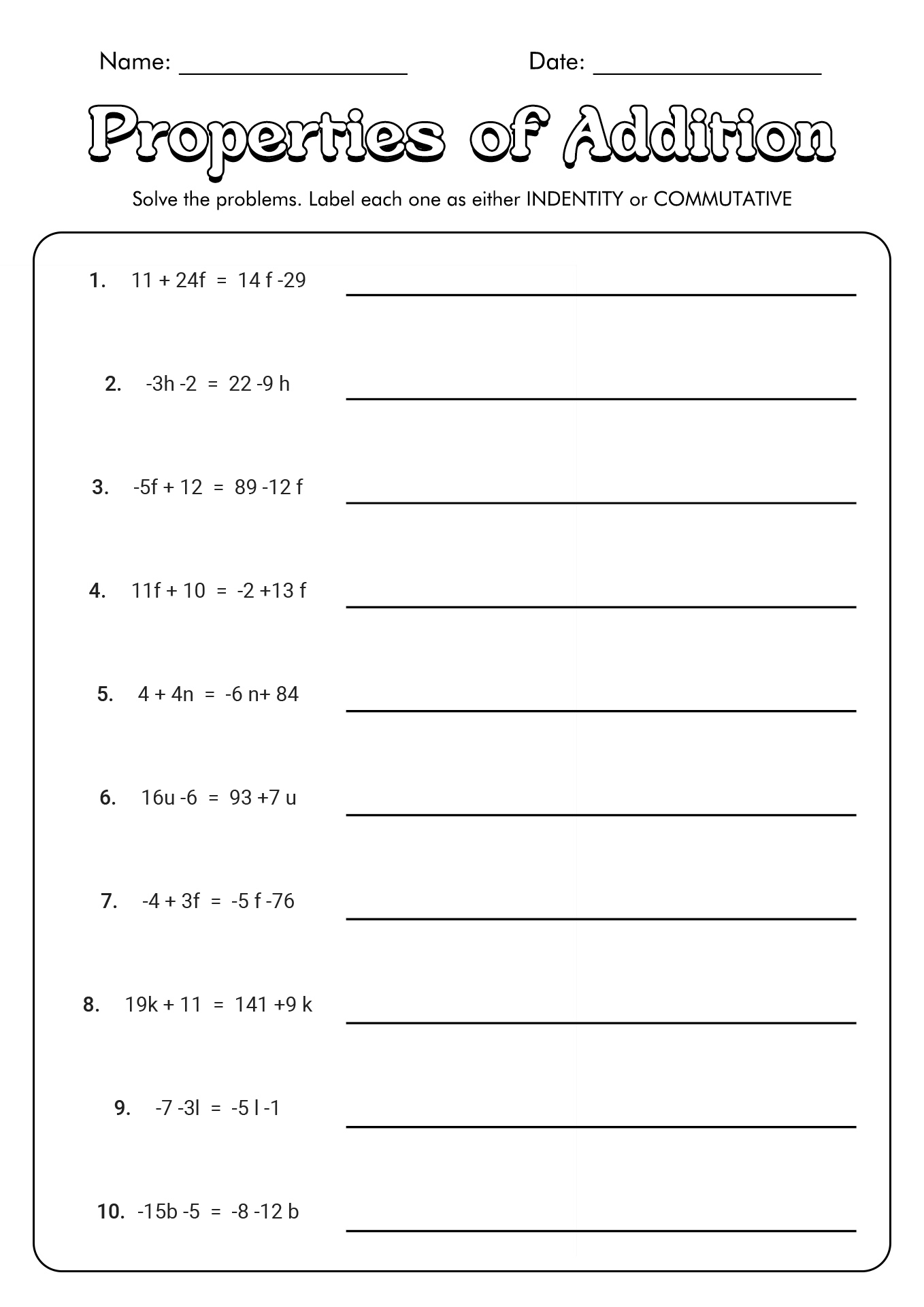 Equations with Distributive Property Worksheet