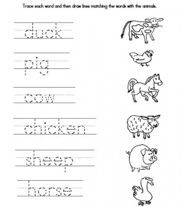 Farm Animal Tracing Worksheet Image