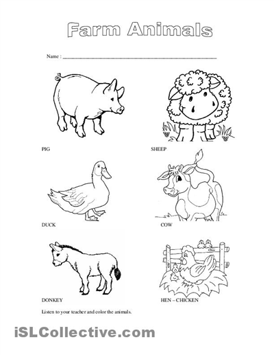 Farm Animal Worksheets Image