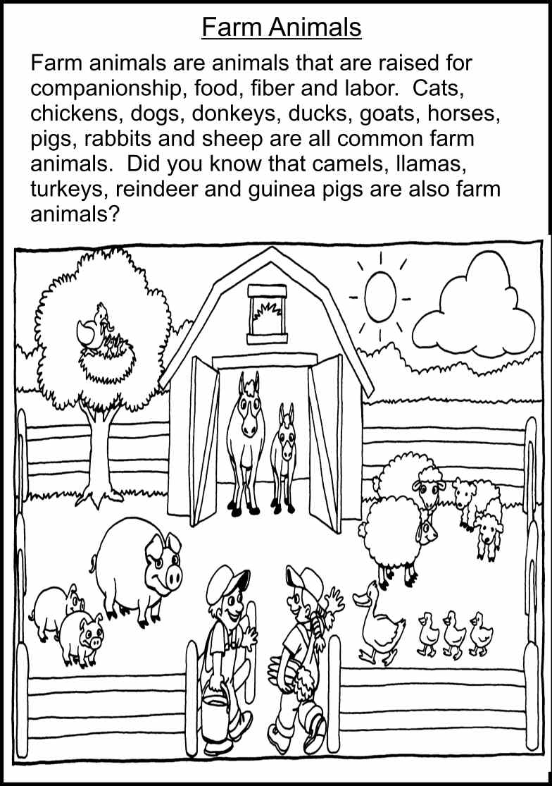 Farm Animals Coloring Worksheets Image