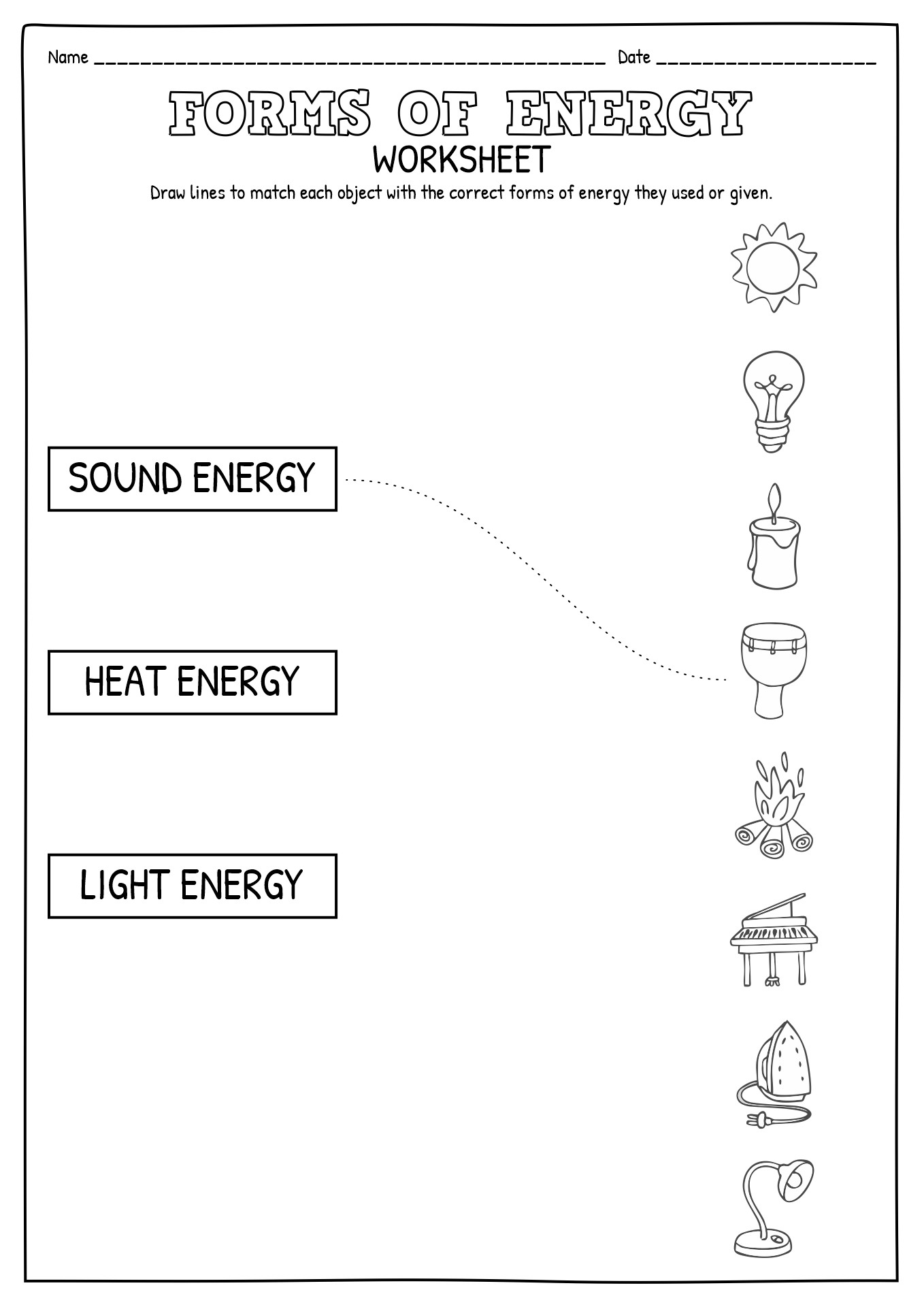 Forms of Energy Worksheets 2nd Grade Image