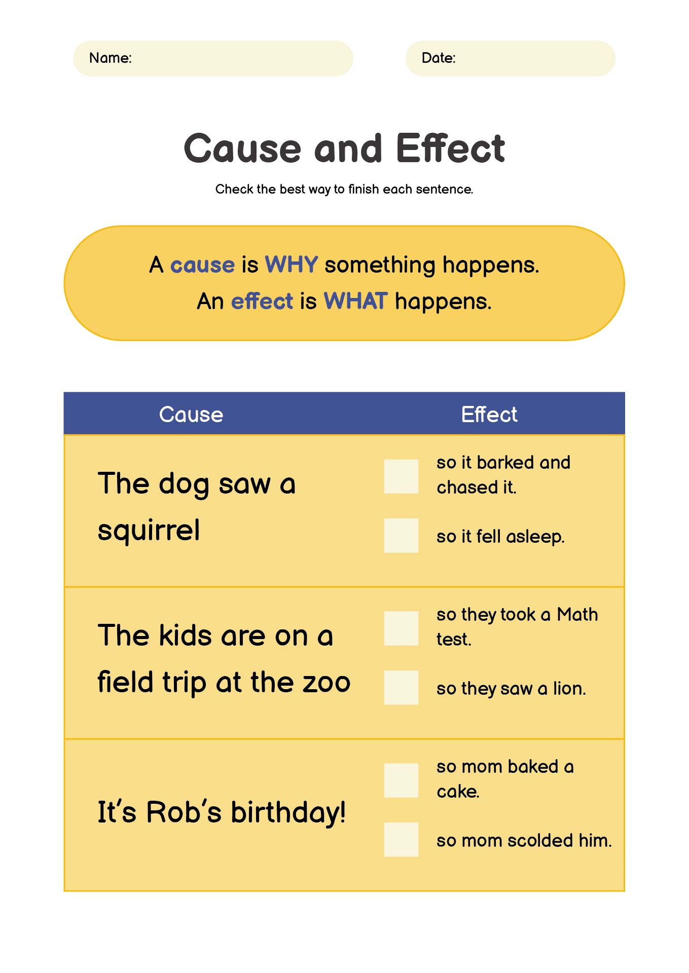 Cause And Effect Worksheets Free Printables