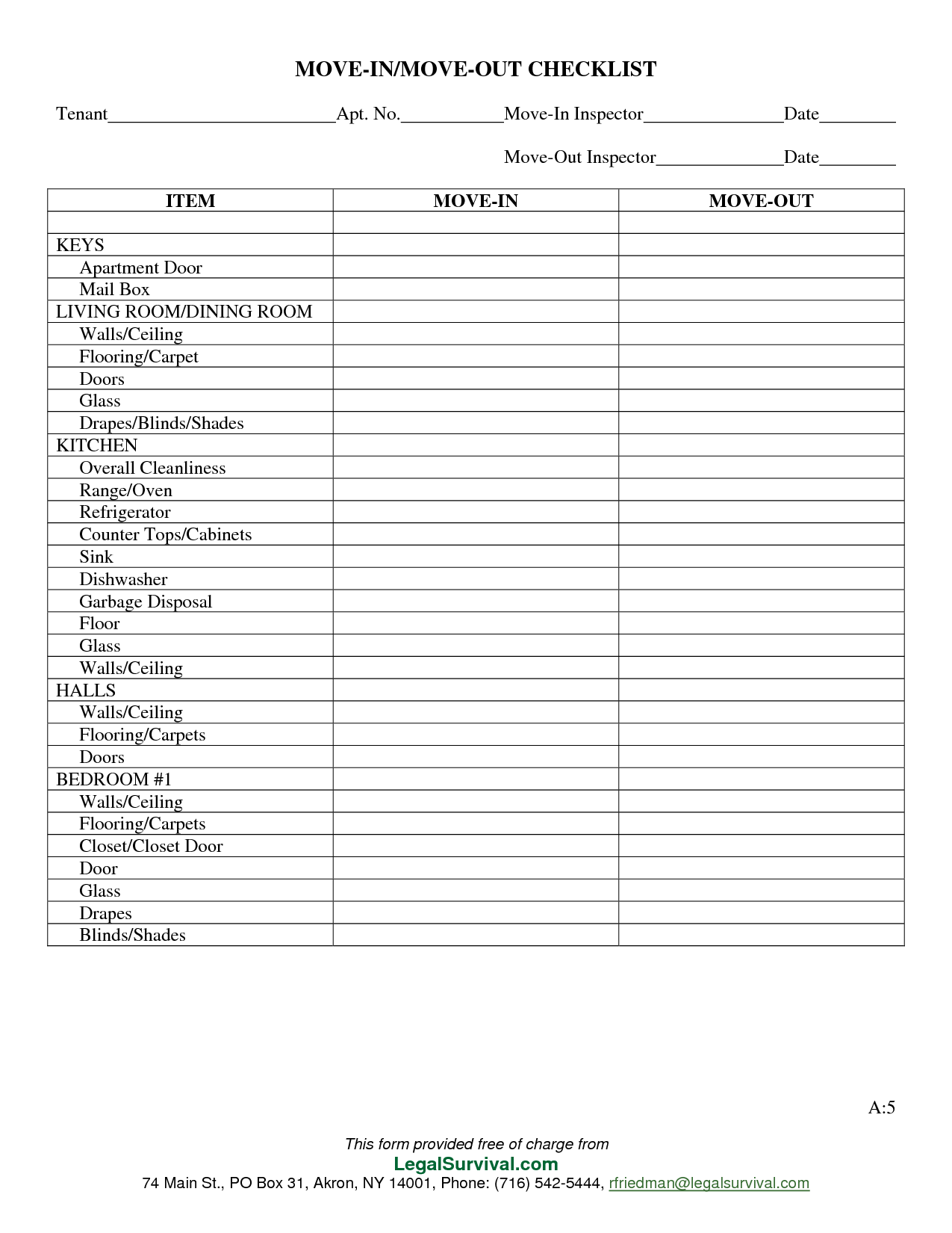 Free Printable Cleaning Checklist Forms Image