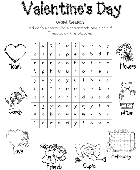 Free Printable Valentine Word Search Worksheets