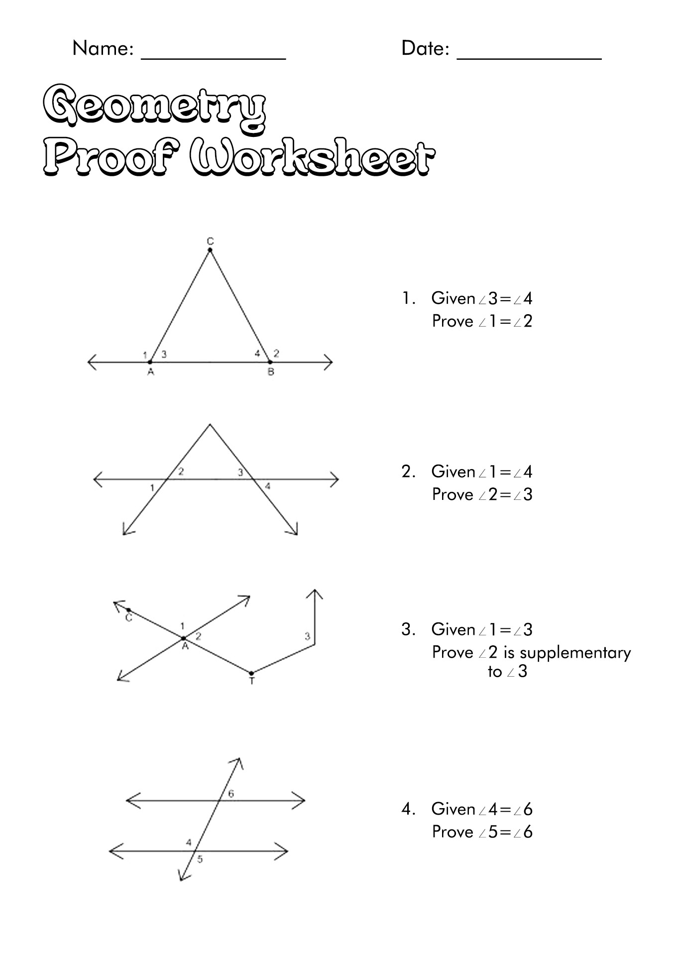 Geometry Proofs Practice with Answers Image