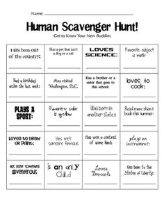 Get to Know You Scavenger Hunt School Image