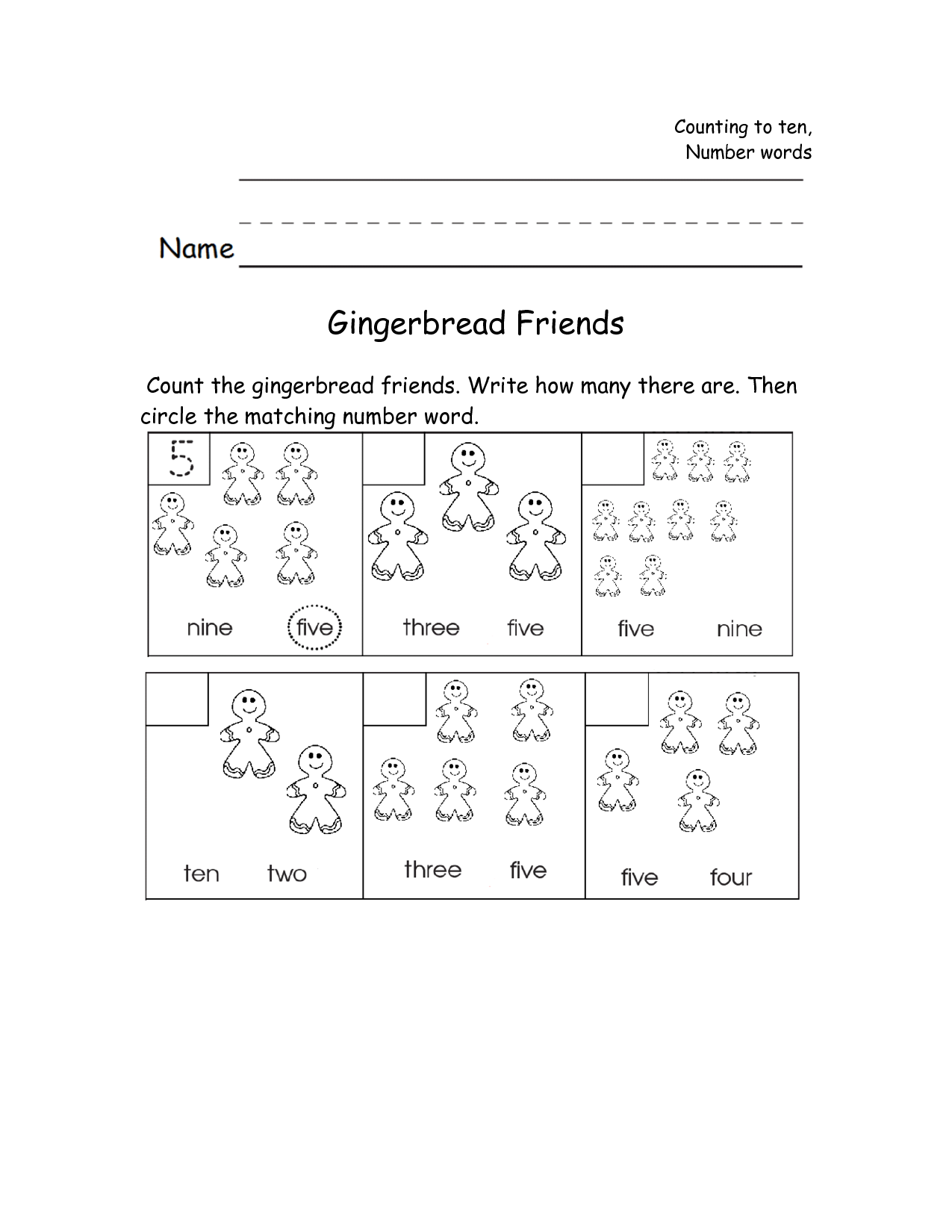 Gingerbread Counting Worksheets Image