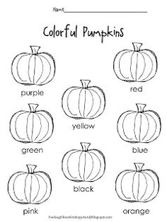 Halloween Color Words Worksheets Kindergarten Image