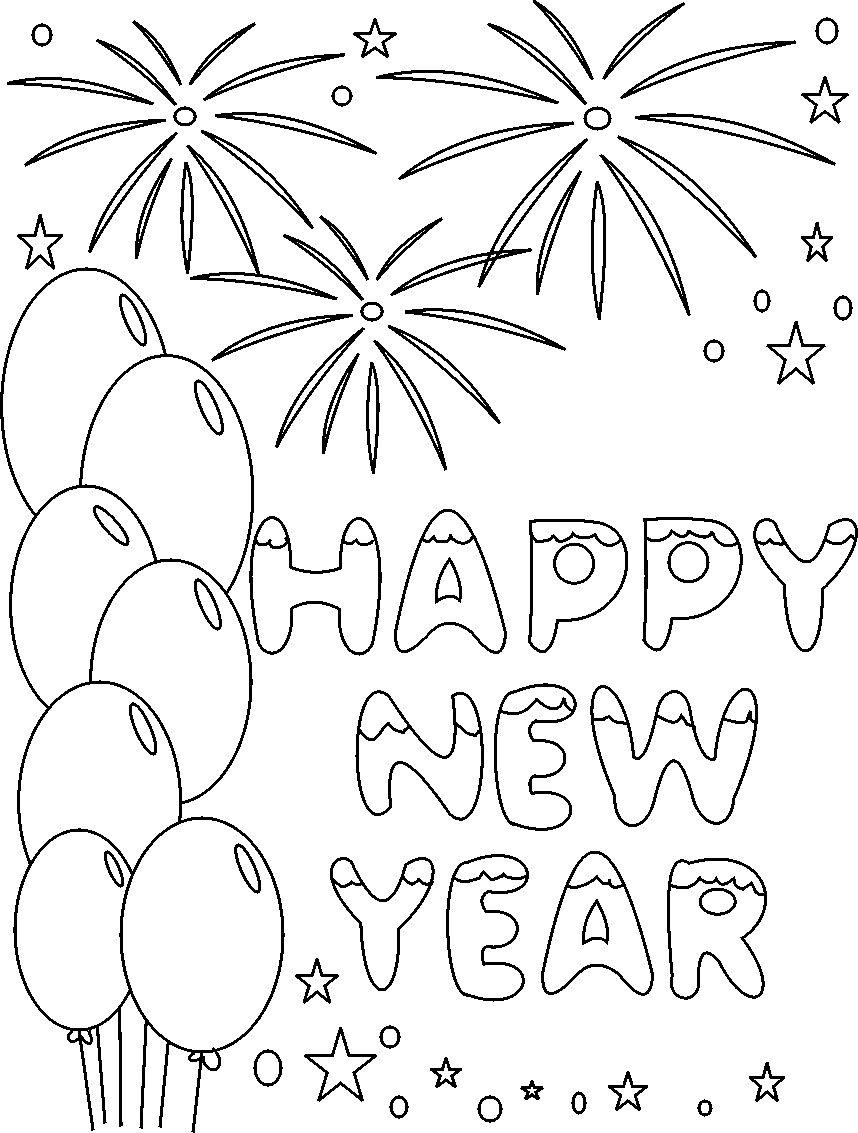 Happy New Year Coloring Pages Printable Image