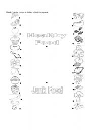 Healthy and Junk Food Worksheets Image