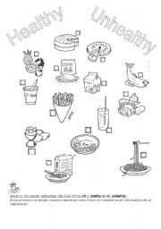 Healthy and Unhealthy Foods Worksheet Image
