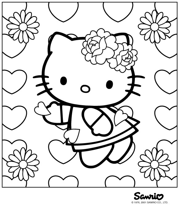 Hello Kitty Valentines Coloring Pages