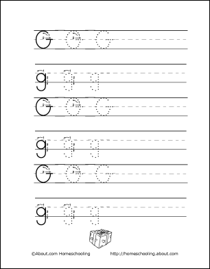 Letter G Writing Practice Worksheet Image