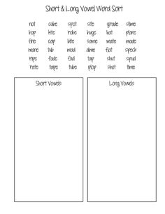 Long and Short Vowel Worksheets Image