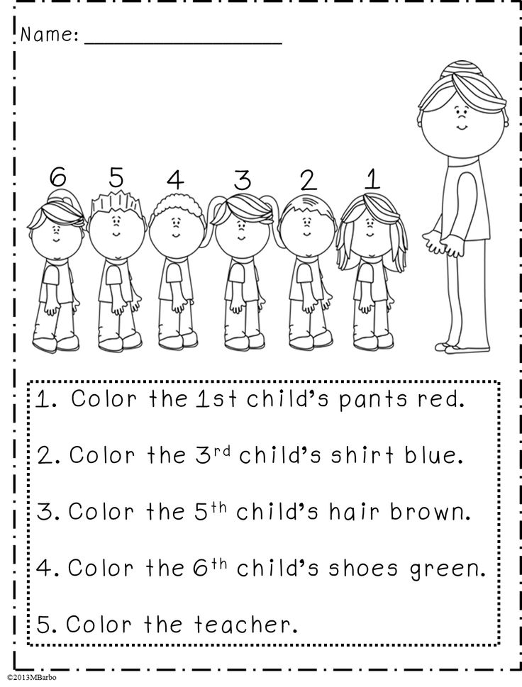 Ordinal Numbers Cut and Paste
