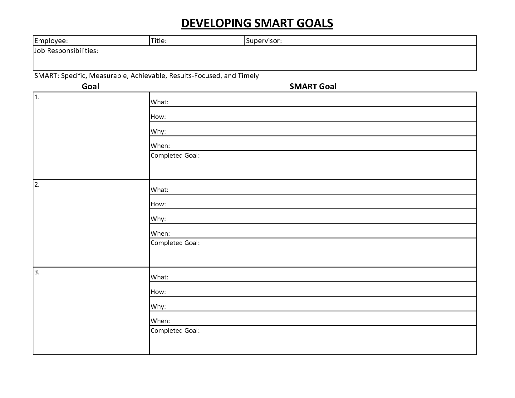 Personal Smart Goal Worksheet Template Image