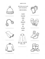 Preschool Winter Clothes Printables
