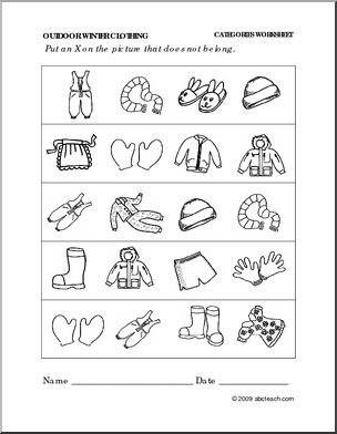 Preschool Winter Clothes Worksheets