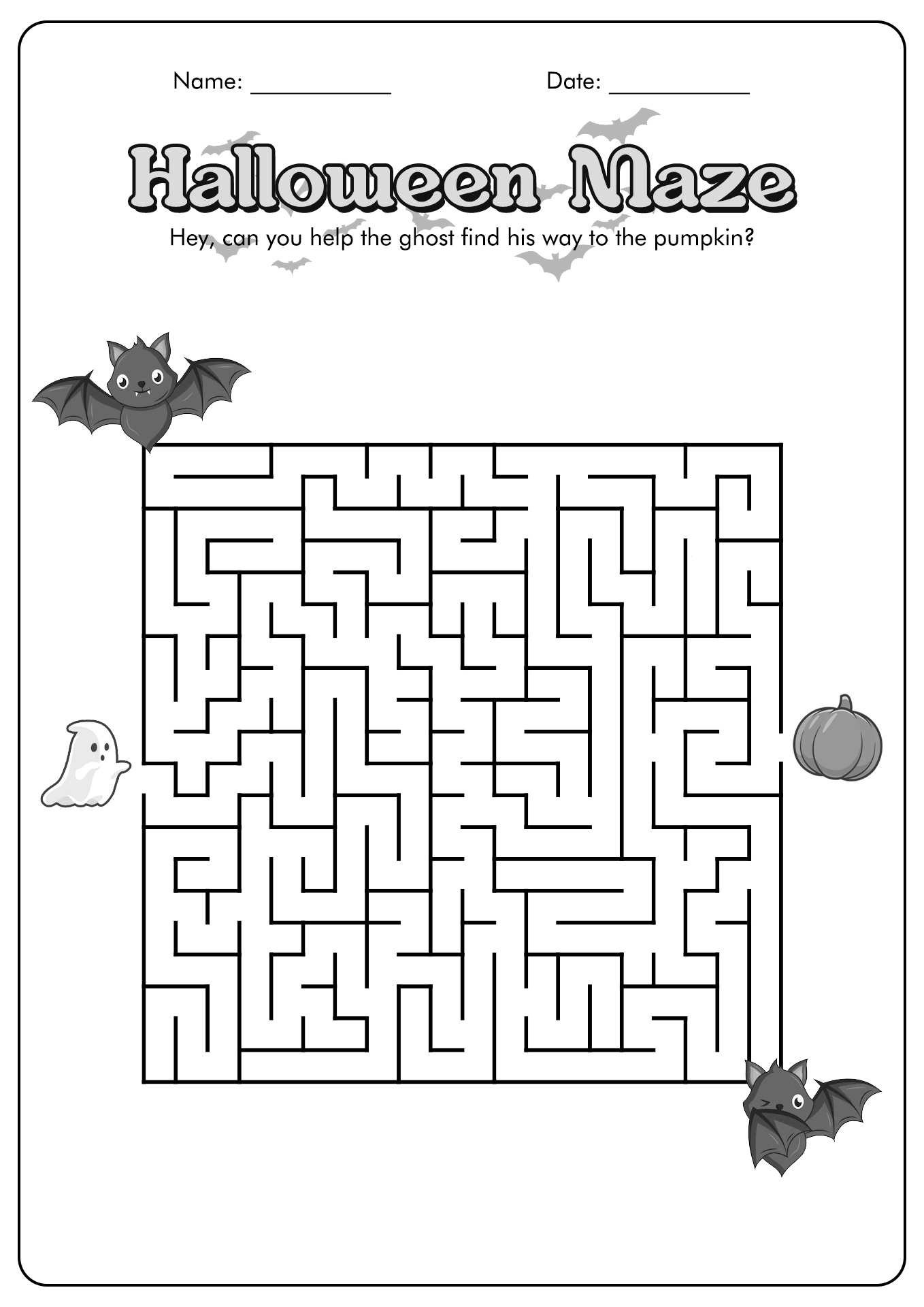 Printable Halloween Maze Coloring Pages Image