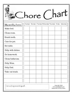 Printable Kids Chore Chart Image