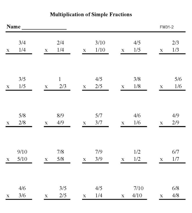 Printable Math Worksheets Fractions Image