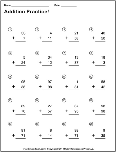 14 Free Printable Touch Math Addition Worksheets